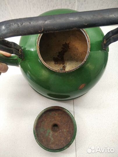 Чайник зелёный эмалированный СССР