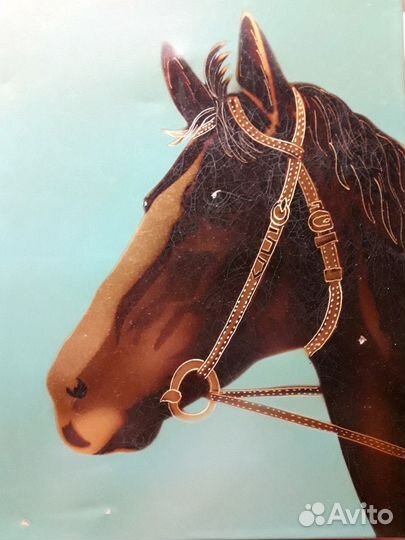 Сувенир СССР, картина на металле, Ахалтекинец