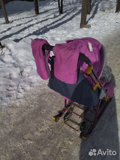 Детские санки коляска с колесами