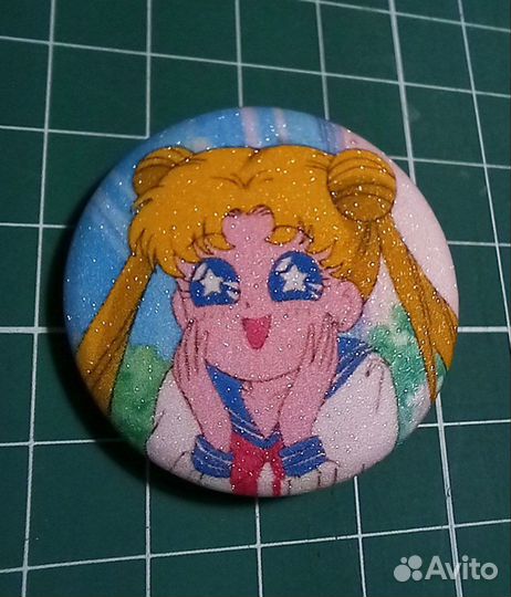 Набор значков Сейлор мун с блестками, Sailor Moon