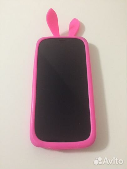 Бампер для телефона розовый с ушками