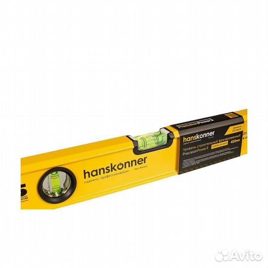 Уровень 400мм 2 колбы, фрезерованный, точность 0.5мм/м hanskonner HK2015-03-0400 (shuft)