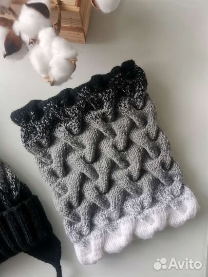 Вязаные шапка и снуд ручной работы Новые в наличии
