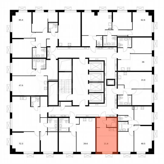 Квартира-студия, 21,8 м², 12/33 эт.