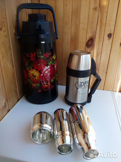 Термосы Gipfel 1литр,термос помпа 2литра и колбы