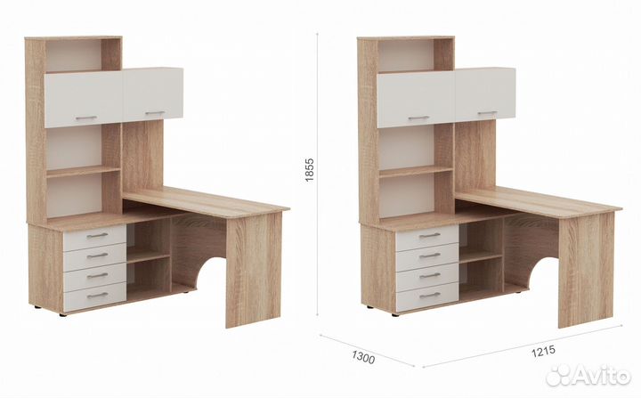 Стол письменный Гарвард угловой с надставкой левый