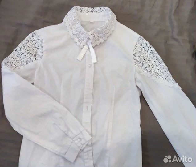 Блузка белая для девочек 128