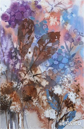 Картина акварель цветы