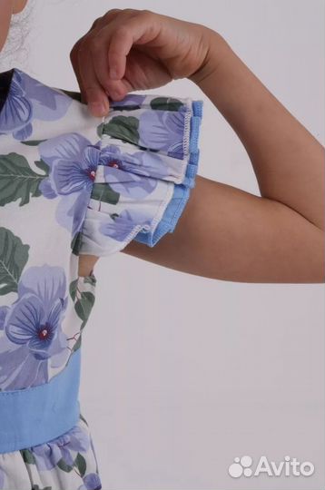 Летнее платье для девочки голубое