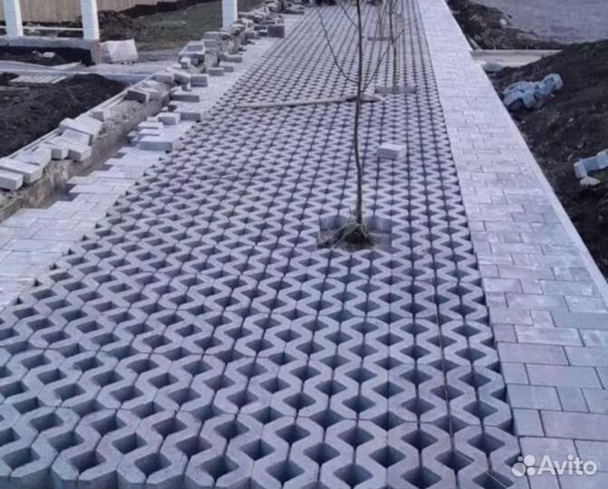 Укладка тротуарной плитки брусчатки