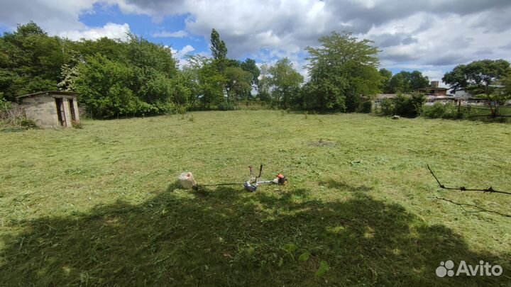 Покос травы триммером