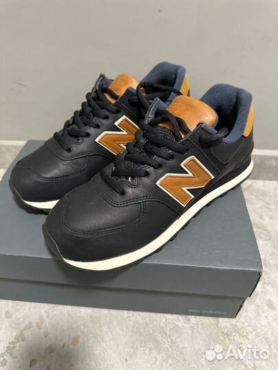 Кроссовки мужские new balance черные кожаные 574