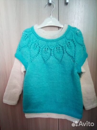 Вязаная туника дпя девочки 3-4 лет