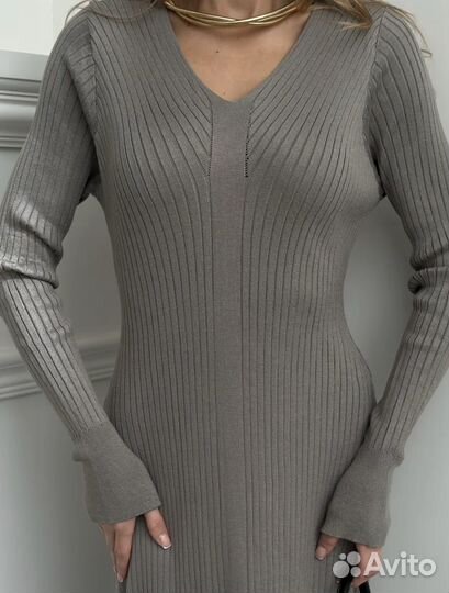 Платье темно серое макси