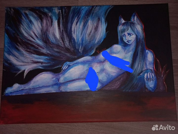 Картина/кицуне/акрил/60/40