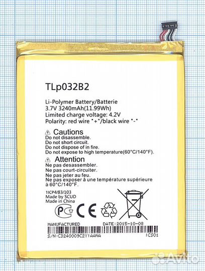 Аккумулятор TLp032B2 к Alcatel OneTouch POP 7 P310