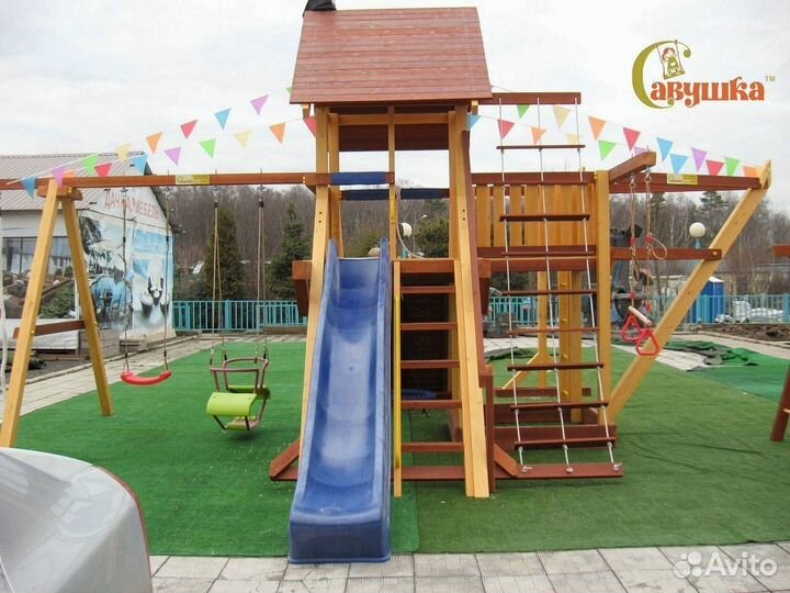 Детский комплекс песочница горка качели