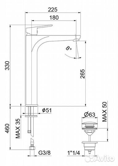 Смеситель для раковины Webert Sax Evolution