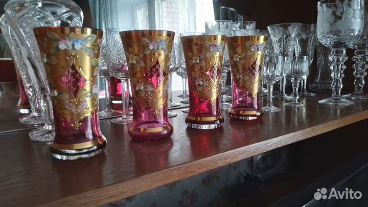 Бокалы из клюквенного стекла Чехословакия