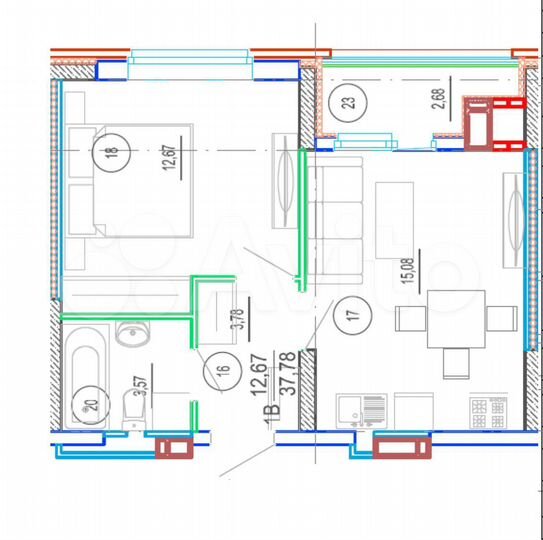 1-к. квартира, 37,8 м², 9/19 эт.