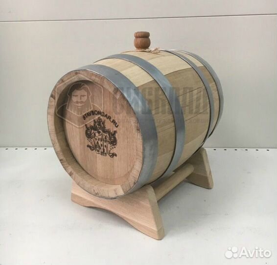 Бочка дубовая заливная, 5л (Очень сильный обжиг)