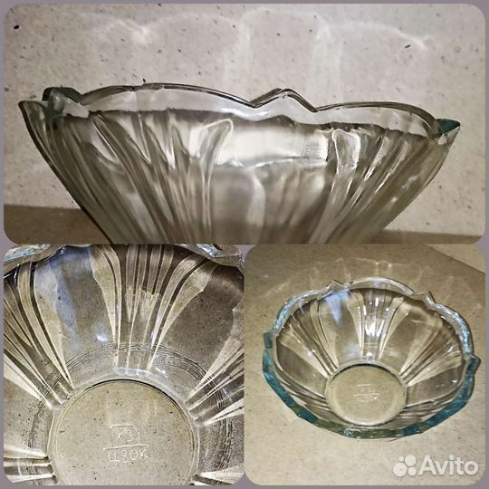 Ваза,рюмки стопки,цветное стекло. Лебедь