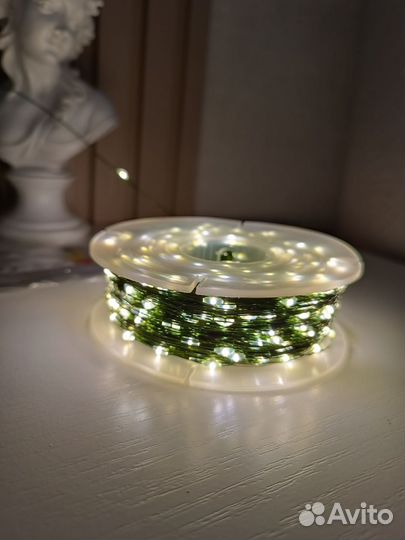 Гирлянда роса 100 метров на зеленом проводе