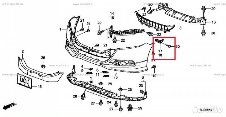 Кронштейн левый Перед. бампера Honda Odyssey RB3