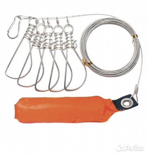 Кукан с металлическим тросом/ 5 карабинов