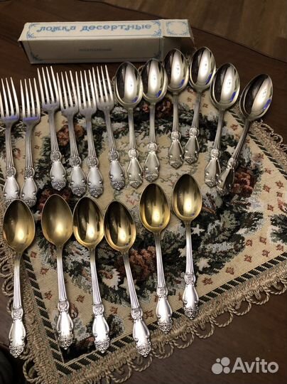 Ложки чайные мельхиор серебряная роза