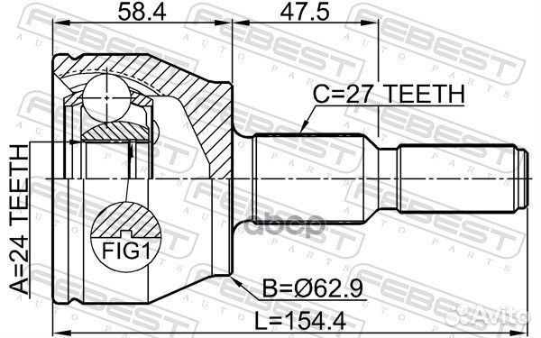 Шрус наружный 24x63x27 ford focus CB8 2011- febest