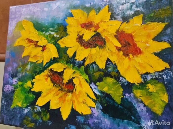 Картина маслом на подрамнике Цветы солнца