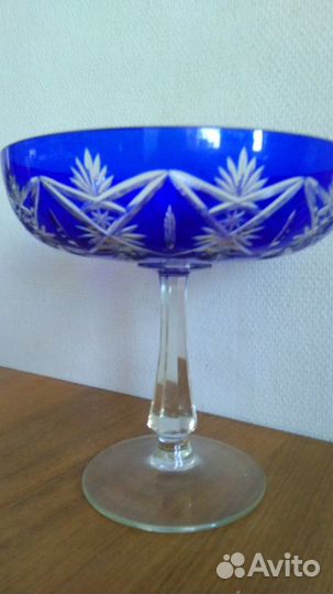 Хрусталь Синий Ваза для фруктов