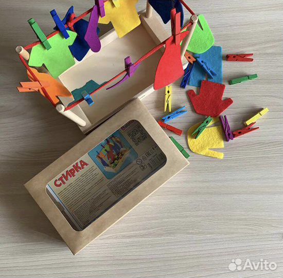 Развивающая деревянная игрушка: прищепка «Большая