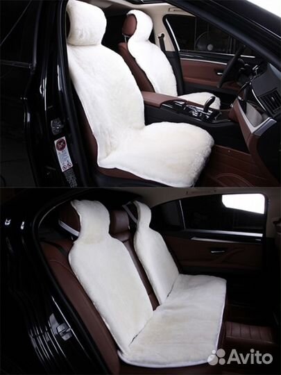 Автомобильные чехлы из натуральной овчины цвет бел