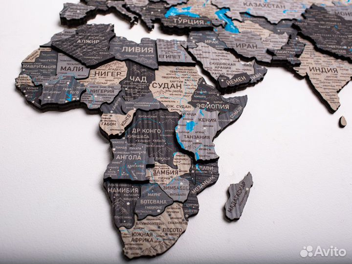 Деревянная карта мира 3D настенная, Балаково