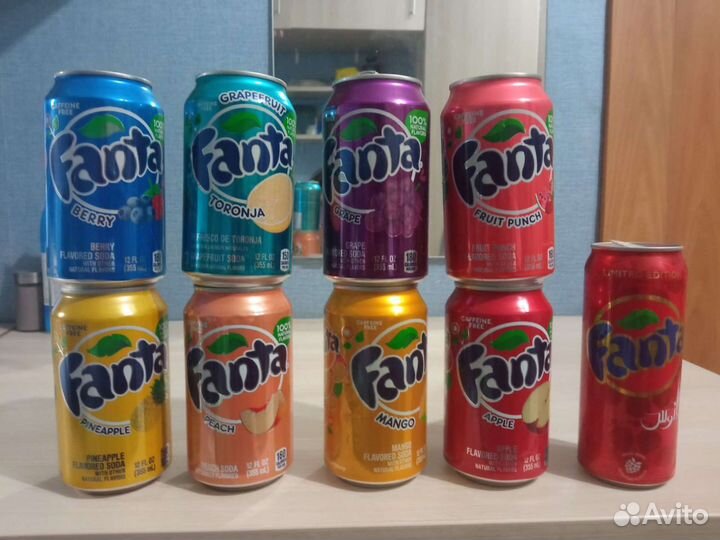 Коллекция баночек от напитков Фанта