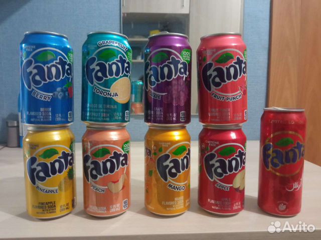 Коллекция баночек от напитков Фанта