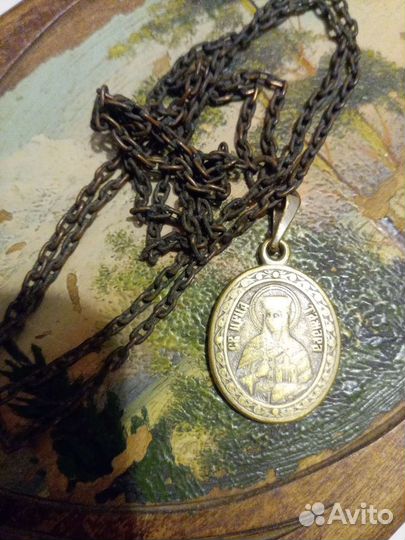 Старинная нательная иконка-образок Св. Цари Тамара