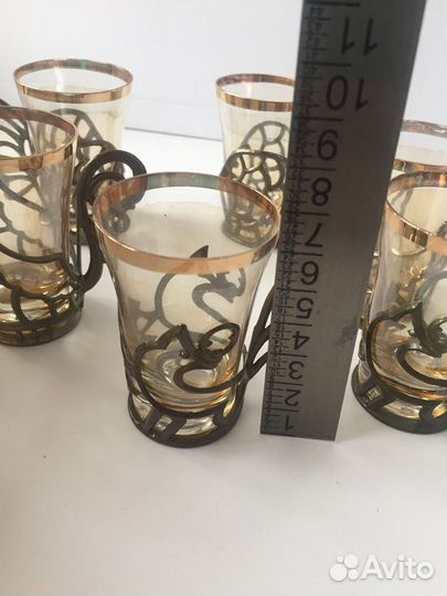 Набор рюмок с подстаканниками на 6 персон СССР