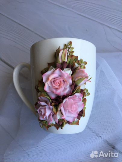 Кружки и баночки с декором из полимерной глины