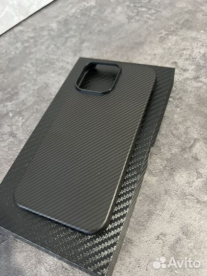 Чехол на iPhone 14 pro max кевлар карбон