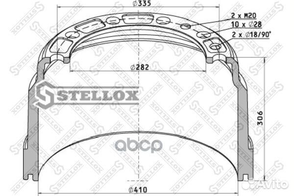 85-00176-SX торм.барабан 410x225/230 H306 d2
