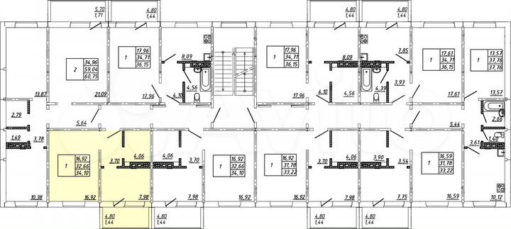 1-к. квартира, 37,4 м², 3/3 эт.