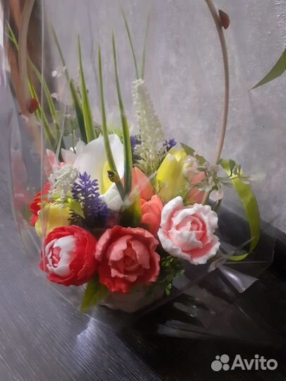 Букет пионы из мыла