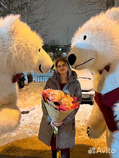 Танцующий Белый мишка Поздравление Аниматор