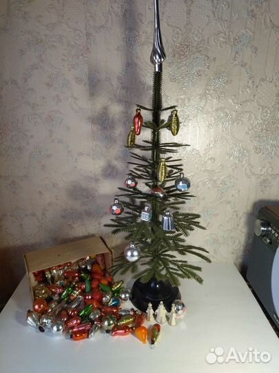 Набор ёлочных игрушек Малютка стекло. СССР