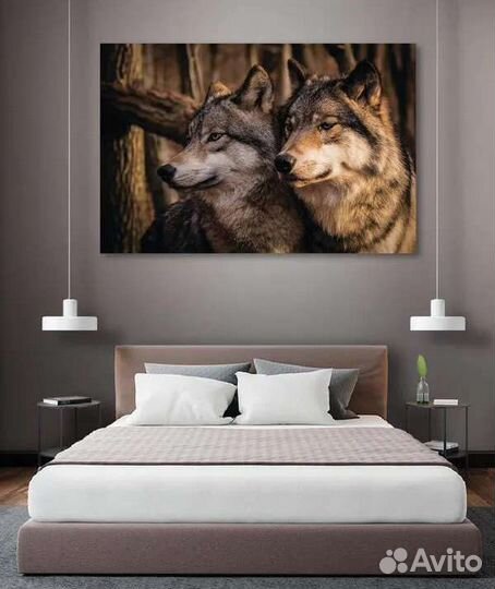 Картина маслом два волка