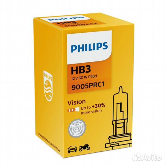 Лампа галогеновая HB3 Vision +30% 12V 65W P20d C1