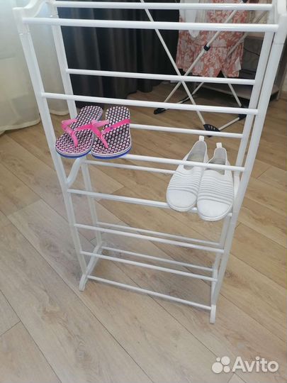 Полка этажерка для обуви, пластик, металл